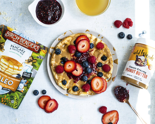 5 Minute Mixed Berry Collagen Waffles (Gluten-free, Grain-free, Dairy-free)