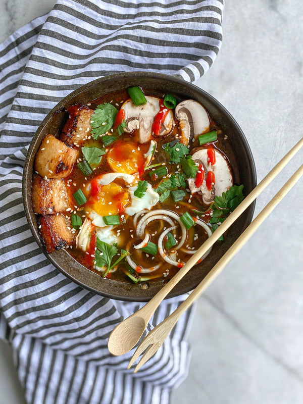 Spicy Korean Soup with Crispy Pork Belly
