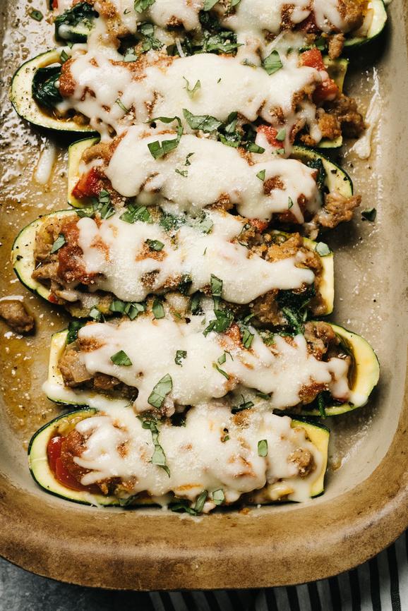 Pizza Stuffed Zucchini Boats