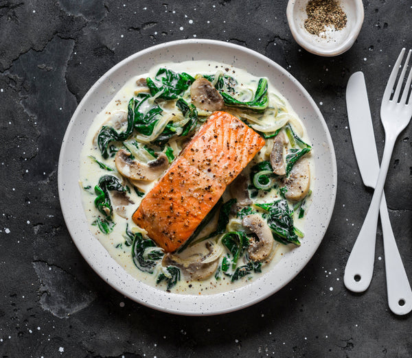 Creamy Mushroom and Spinach Salmon