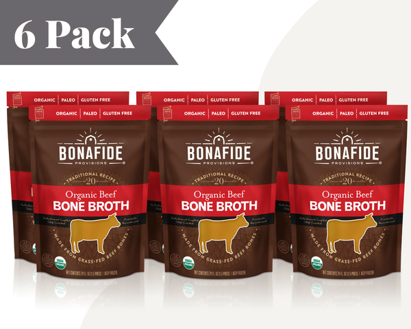 6 Pack Frozen Organic Beef Bone Broth