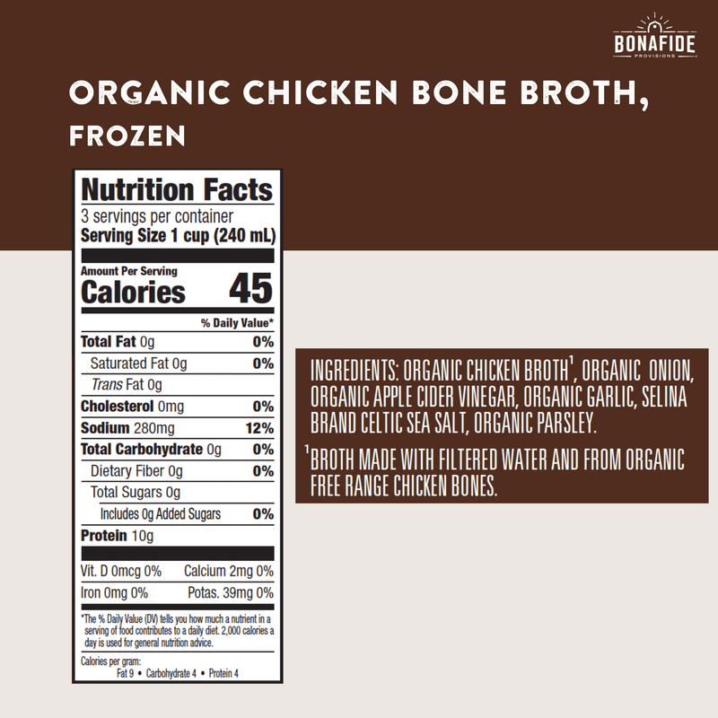 6 Pack Frozen Organic Chicken Bone Broth