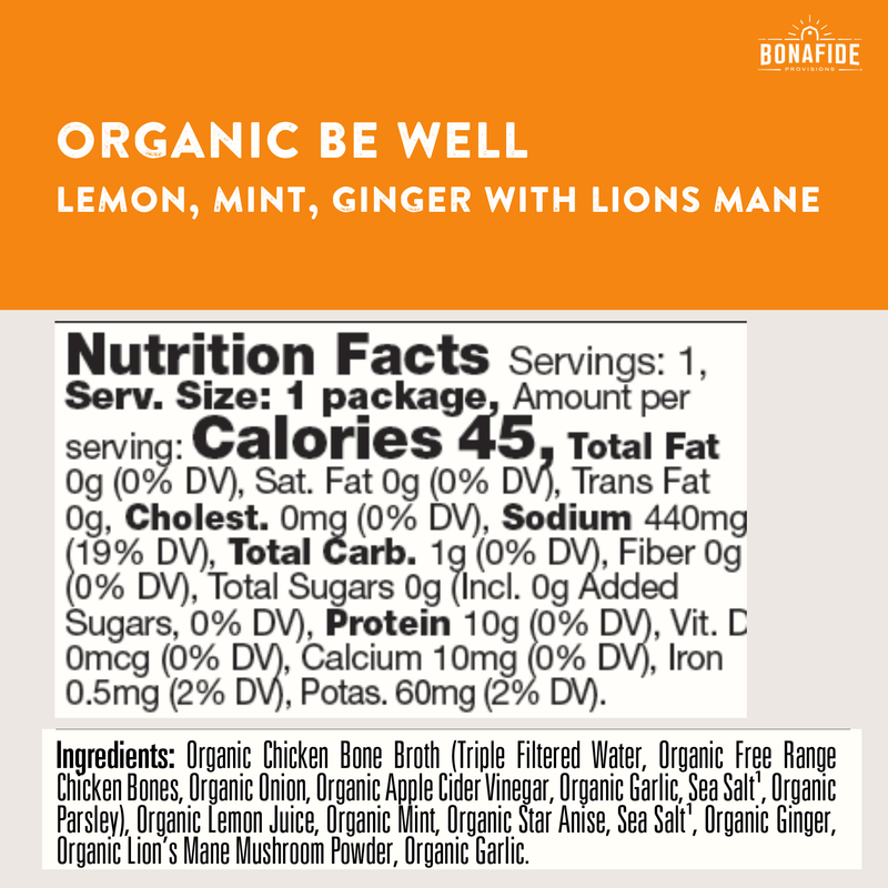 20 Pack Frozen Lion's Mane, Lemon, Mint & Ginger Be Well Broth Cup