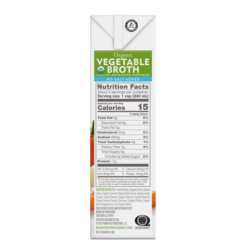 Organic Vegetable Broth - No Salt Added, 6-pack