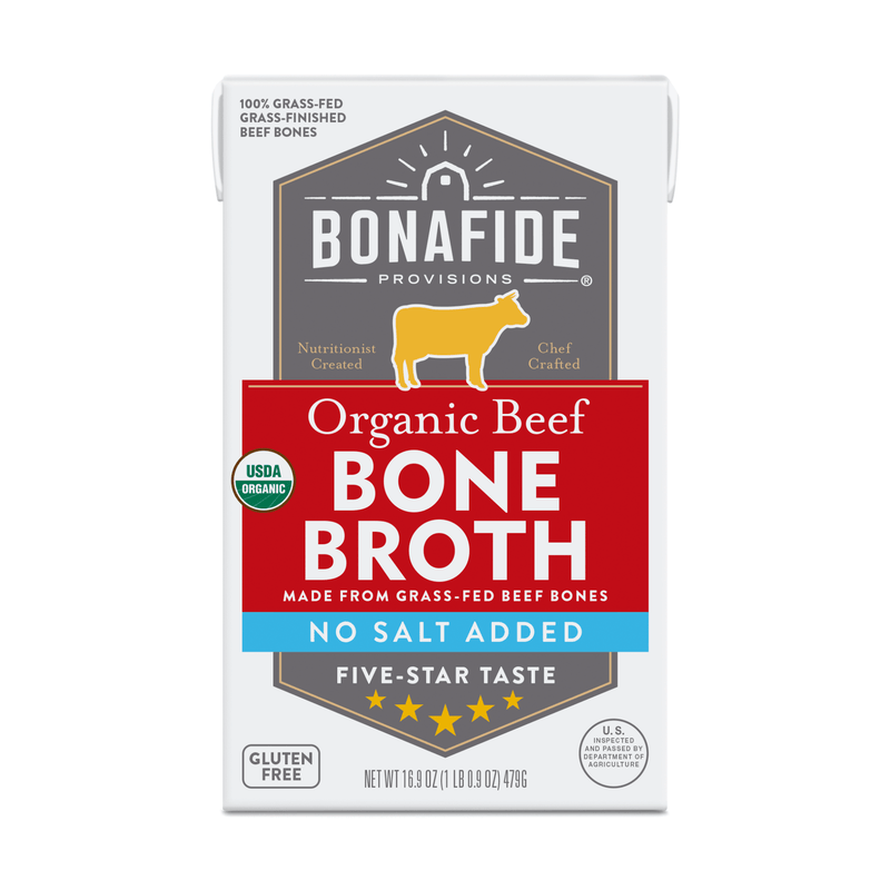 Organic Beef Bone Broth - No Salt Added, 6 Pack