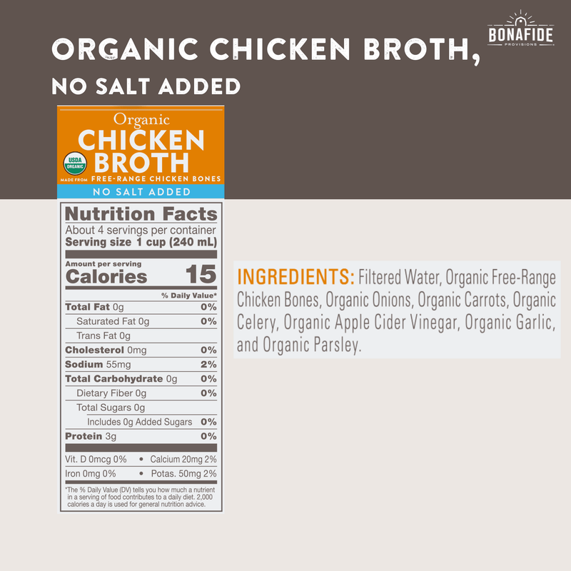6 Pack Organic Chicken Broth - No Salt Added