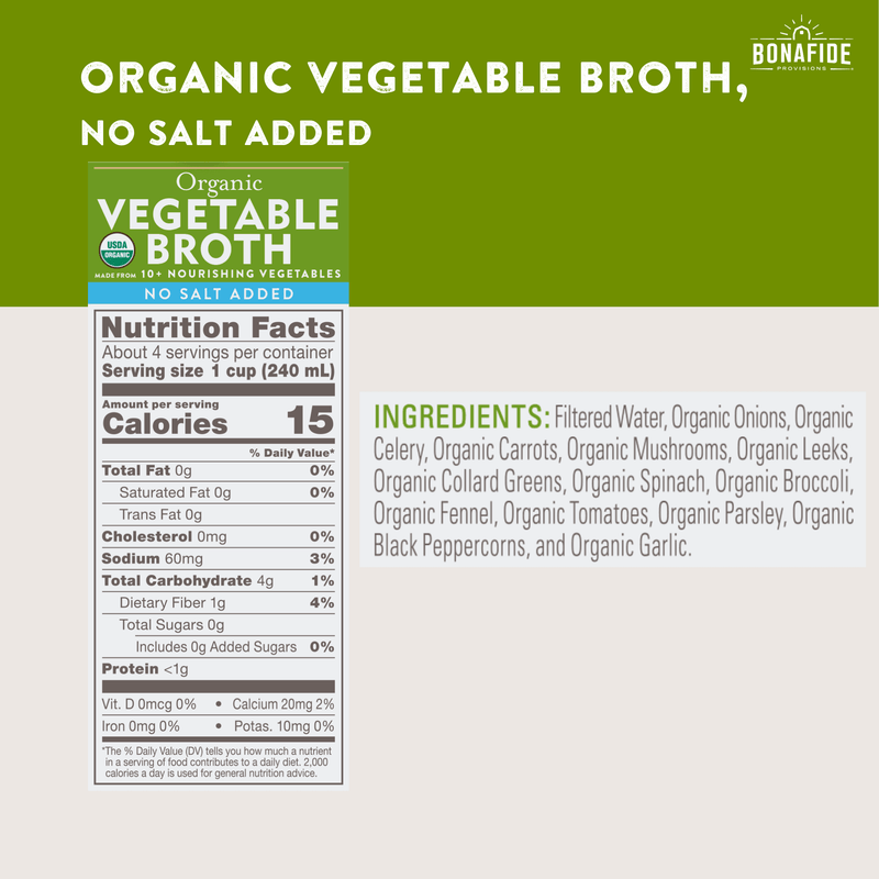 Organic Vegetable Broth - No Salt Added, 6-pack